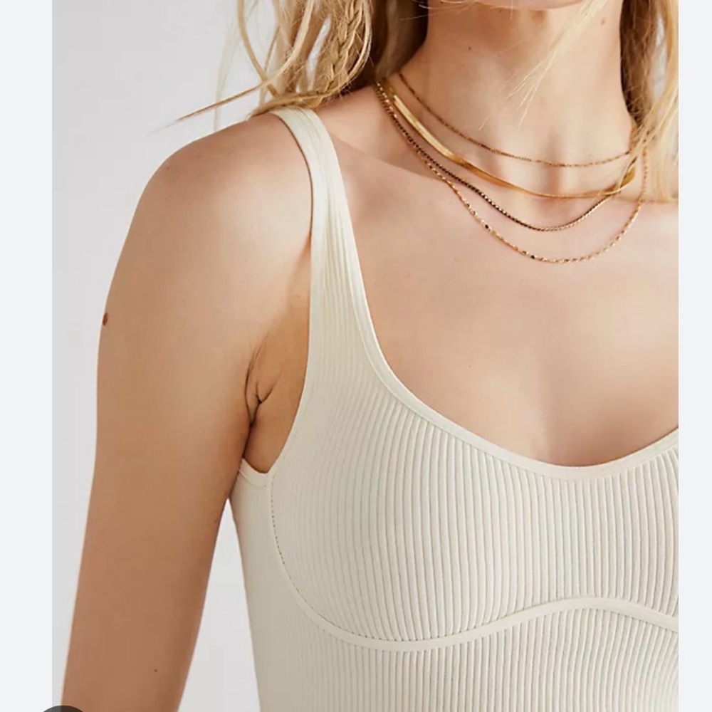 Free People Meg Ribbed Scoop Crop Tank - Ivory